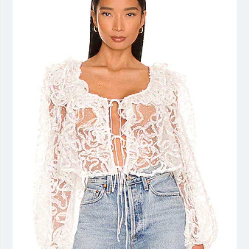 For Love And Lemons Tatiana Blouse Revolve in White